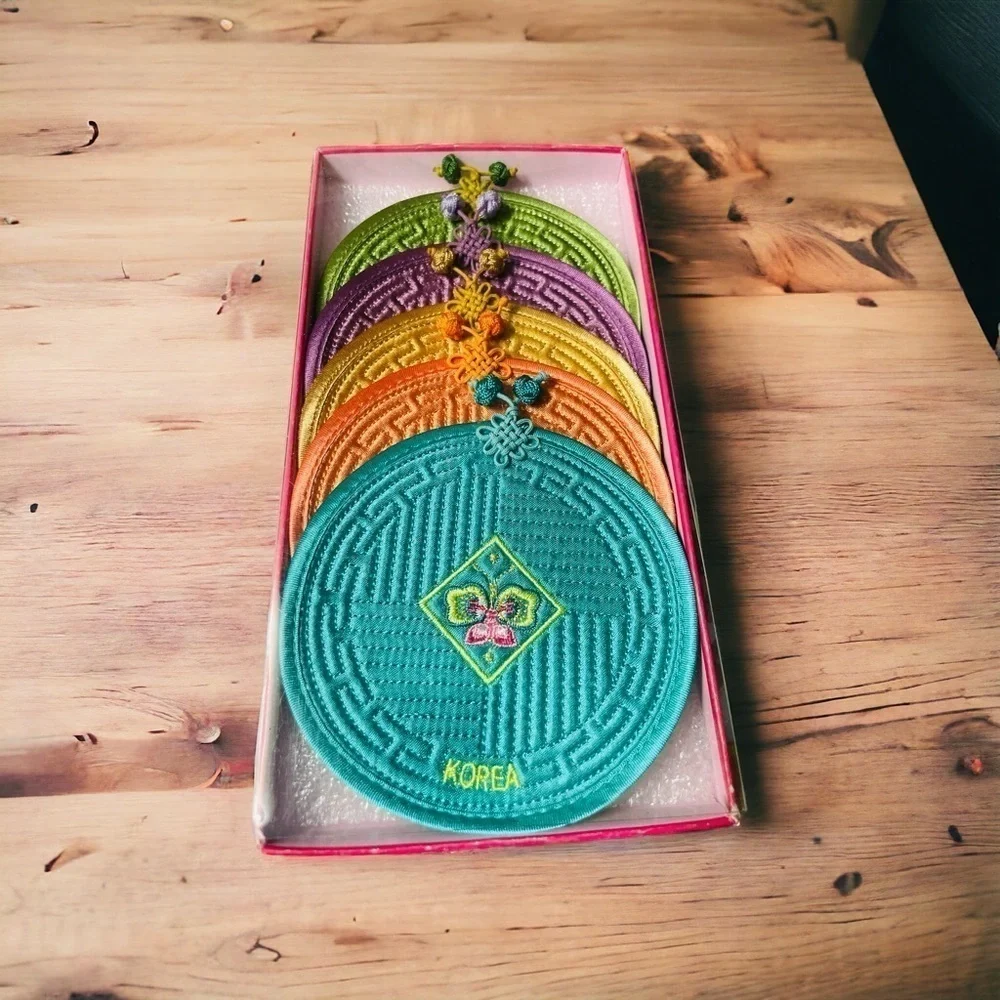 Hand made Korean tea coasters 5 new